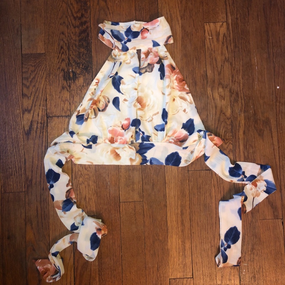 Cream color halter crop top